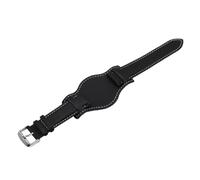 Bracelet Montre Cuir Vrai Noir Classique Ajustable Anti-Allergie Métal | Sangle Poignet Vintage Facile Installer Remplacer, Compatible 16mm, Voyage Travail