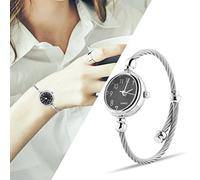 Bracelet Montre Ouverte, Disque Noir Numérique Femme Analogique Rond Quartz Alliage Bracelet Simple Vintage Rome Chiffre Arabe Cadran Montre-Bracelet, pour Port Quotidien et(Disque noir numérique)