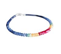 Bracelet multi-saphirs, émeraude et rubis, perles facettées de 2,5 à 3 mm, fermoir plaqué argent de 17,8 cm, pour hommes et femmes | LK_STACK_08247