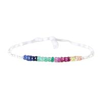 Bracelet multi-saphirs, émeraude et rubis, perles facettées de 3 mm, fermoir plaqué argent de 17,8 cm, pour hommes et femmes | LK_STACK_08248