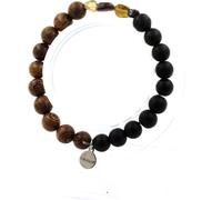 Bracelet multicolore en tourmaline du Brésil + perles d'onyx noires mates + bois 8 mm