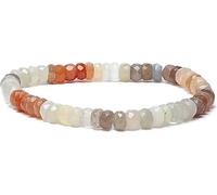 Bracelet multicolore pierre de lune facette AA qualité élastique -- 0,6 cm