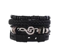 Bracelet musical - 4 bracelets pour homme, bracelet en cuir tressé multicouche note de musique, accessoires de musique pour homme, bijoux grunge, bracelets gothiques, bijoux Y2K, accessoires rétro