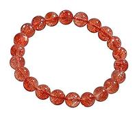 Bracelet Naturel Feng Shui Cristal Porte-bonheur 7A Or Fraise Cristal 8 mm Bracelet de perles Amulette Bijoux de vacances Attirer l'argent Richesse Bonheur, 7 mm (Taille : 7 mm)