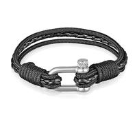 Bracelet Nauitique Homme Paracord Tressé Cuir Noir