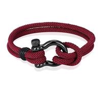 Bracelet nautique pour homme Paracord acier inoxydable Ancre Bordeaux-21 cm