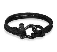 Bracelet nautique pour homme Paracord acier inoxydable Ancre Noir -21 cm