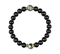 Bracelet noir | Accessoires de mode en perles naturelles | Bracelet porte-bonheur à perles positives en cristal | pour homme et femme pour fête, maison, voyage, baptême, anniversaire, Saint-Valentin