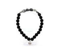 Bracelet œil de faucon sud-africain + perles d'onyx noir mat de 8 mm