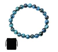 Bracelet Oeil de Tigre 8 mm en Pierre Naturelle Bleu - Bracelet Pierre Naturelle Femme et Homme - Accessoire Bien-être pour le Yoga, l'Harmonisation des Chakras et Idée Cadeau pour Tous, Couples