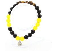 Bracelet Oeil de Tigre d'Afrique du Sud + Perles Agate jaune + Agate noire 8 mm - A Bijoux Multicolore G