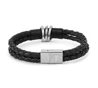 Bracelet officiel du club Tottenham Hotspur FC en acier inoxydable et cuir tressé noir avec blason, cadeau officiel des éperons