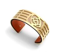 Bracelet Open Pertegaz Per2671 Collection Troq Metal Golden Batado EcoPiel Orange-Nude réversible