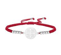 Bracelet orthodoxe avec croix IC XC NIKA Médaillon Jésus-Christ Bracelet porte-bonheur rouge fait main Amulette avec croix byzantine grecque Bijoux religieux orientaux Cadeau catholique (argent-rouge)