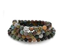 Bracelet ou collier de 108 perles de prière Mala avec breloque Bouddha (Agate indienne (Indian Agate))