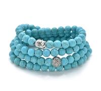 Bracelet ou collier de 108 perles de prière Mala avec breloque Bouddha (Turquoise verte (Green Turquoise))