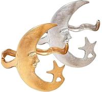 Bracelet ouvert avec motif lune et étoile - Where Celestial Magic Meets Earthly Craft, étoile et lune - Bracelet ouvert réglable pour femmes et filles, taille unique, Acier allié, Pas de gemme