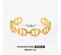 Bracelet ouvert en acier inoxydable plaqué or, design nez de cochon, tendance, étanche et inaltérable pour femme