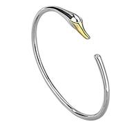 Bracelet ouvert en alliage avec cygne - Style rétro vintage - Pour femme - Cadeau idéal pour la Saint-Valentin, un anniversaire, une fête, un affaire, un anniversaire de mariage - 52 mm