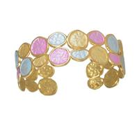 Bracelet ouvert réglable en acier inoxydable émaillé coloré pour femme - Cadeau unique léger et confortable, taille unique, Comme décrit