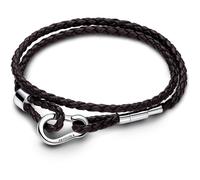 Bracelet PANDORA Double Tour en Cuir Tresse Marron Pandora Moments