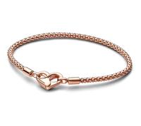 Pandora Bracelet Moments maille cloutée métal plaqué or rose 14 carats fermoir cœur 19