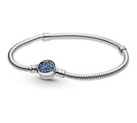 Bracelet PANDORA Maille Serpent Fermoir Médaillon Bleu Scintillant Pandora Moments (Taille: 20cm)