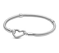 Bracelet PANDORA Maille Serpent Fermoir Mousqueton Cœur Pandora Moments