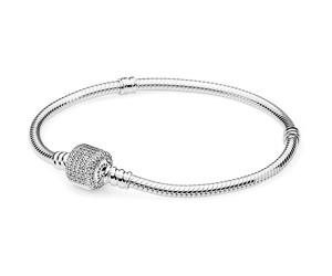 Bracelet PANDORA Moments en Argent, Fermoir Signature (Taille: 18cm)