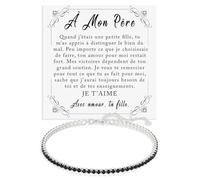Bracelet Papa Tennis Homme en Argent Sterling 925 Idée Cadeau Anniversaire pour lui Fête des Pères, Bracelets Anniversaire Noël Pères - Coffret avec DÉDICACE inclus (Bracelet Papa Tennis 2)