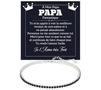 Bracelet Papa Tennis Homme en Argent Sterling 925 Idée Cadeau Anniversaire pour lui Fête des Pères, Bracelets Anniversaire Noël Pères - Coffret avec DÉDICACE inclus (Bracelet Papa Tennis 1)