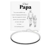 Bracelet Papa Tennis Homme en Argent Sterling 925 Idée Cadeau Anniversaire pour lui Fête des Pères, Bracelets Anniversaire Noël Pères - Coffret avec DÉDICACE inclus (Bracelet Papa Tennis)