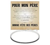 Bracelet Papa Tennis Homme en Argent Sterling 925 Idée Cadeau Anniversaire pour lui Fête des Pères, Bracelets Anniversaire Noël Pères - Coffret avec DÉDICACE inclus (Bracelet Papa Tennis 5)