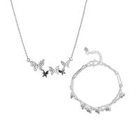 Bracelet Papillon 1 Pièce Et Collier Papillon 1 Pièce, Bracelet Réglable, Collier Élégant, Bracelet Simple, Accessoires Vestimentaires, Bijoux Pour Femmes, Bijoux Papillon