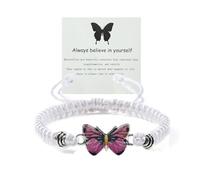 Bracelet papillon « Always Believe in Yourself » : bracelets papillon réglables, bracelets tissés à la main, bracelet papillon mignon à breloques pour la Saint-Valentin, bracelets d'amitié pour couple