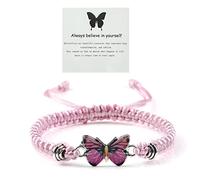 Bracelet papillon « Always believe in yourself » - Réglable - Tissé à la main - Joli papillon - Bracelets assortis - Bracelets d'amitié pour couple, Adjustable, Sans pierre précieuse