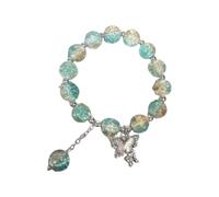 Bracelet papillon coloré avec perles faites à la main pour femme - Fissure de glace - Perles de fleurs cassées - Boucles d'oreilles créoles, taille unique, Plastique, Pas de pierre précieuse