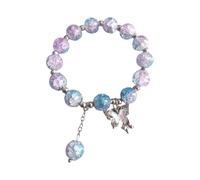 Bracelet papillon coloré avec perles faites à la main pour femme - Fissure de glace - Perles de fleurs cassées - Boucles d'oreilles créoles, taille unique, Plastique, Pas de pierre précieuse