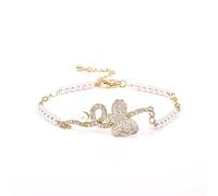 Bracelet papillon pour femme en cuivre avec jolie perle et oxyde de zirconium décoré pour votre fille, amoureuse, mère, meilleure amitié, bijoux pour dames, cadeaux d'anniversaire, Acier inoxydable