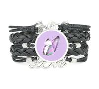 Bracelet Papillon Quantum En Cuir Tressé Noir,Ajustable Et Orné D'Un Char