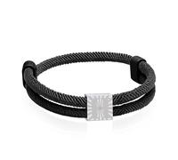 Bracelet Paracorde Fait De Corde à Voile En Nylon Bracelet Homme Argent Lettre A-Z Bracelets Tressé Bande De Marin Surfeur RéGlable Noir Corde Bracelets Pour Les Loisirs Sport Vie Quotidienne (H)