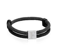 Bracelet Paracorde Fait De Corde à Voile En Nylon Bracelet Homme Argent Lettre A-Z Bracelets Tressé Bande De Marin Surfeur RéGlable Noir Corde Bracelets Pour Les Loisirs Sport Vie Quotidienne (F)