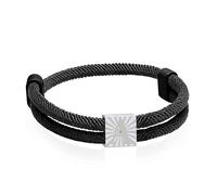 Bracelet Paracorde Fait De Corde à Voile En Nylon Bracelet Homme Argent Lettre A-Z Bracelets Tressé Bande De Marin Surfeur RéGlable Noir Corde Bracelets Pour Les Loisirs Sport Vie Quotidienne (A)