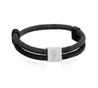 Bracelet Paracorde Fait De Corde à Voile En Nylon Bracelet Homme Argent Lettre A-Z Bracelets Tressé Bande De Marin Surfeur RéGlable Noir Corde Bracelets Pour Les Loisirs Sport Vie Quotidienne (L)