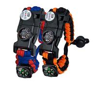 Bracelet Paracorde Survie pour Homme Femme, Militaire Paracord Bracelet Kit avec Flint + Boussole + Thermomètre + Sifflet + Lumière LED pour Extérieur, Randonneur, Baroudeur, Explorateurs