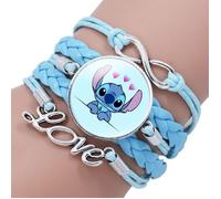 Bracelet - PashaSHOP® - Lilo et Stitch - Cuir bleu - Réglable - Fantaisie