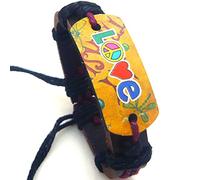 Bracelet Peace and Love en Cuir Marron paix amour Taille Réglable de 14 à 31 cm cadeau anniversaire saint valentin bijou garçon fille fête des mères mamans pères papas