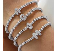Bracelet pendentif lettre en zircone classique et mode, bracelet de chaîne réglable de luxe initiale A-Z, cadeau de bijoux pour femmes L,M,S,H,A,T,O,X,B,C,D,E,F,G,I,J,K,N,P,Q,R,U,V,W,Y,ZCuivre