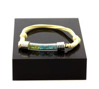 Bracelet Peridot + Apatite Paraiba Brut. Couleur Beige.
