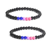Bracelet Perlé 2Pcs, Bracelet Perlé Simple, Bracelet Perlé De Pierres Précieuses, Bracelet Perlé Brillant, Bracelet Extensible, Cadeau De Bijoux De Fierté